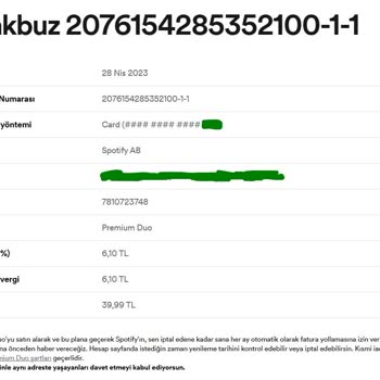 Spotify Üyeliğim Ödeme Yaptıktan 2 Gün Sonra Kendiliğinden Gitti!