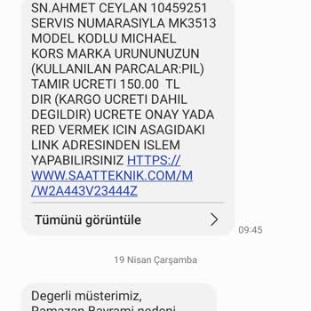 Michael Kors Saat Ve Saat Teknik Servisin İki Farklı Ücret Söylemesi