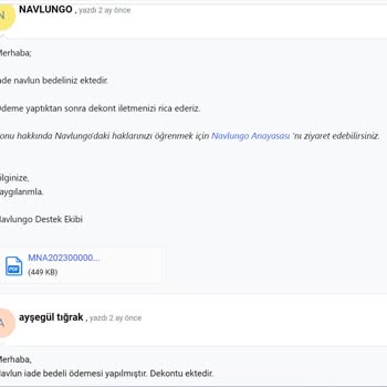 Navlungo İade Navlun Ödemesi Yapmama Rağmen Ürünümün İadesi 3 Aydır Yapılmadı.