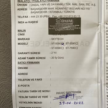 Skytech Televizyon Değişim Talebi