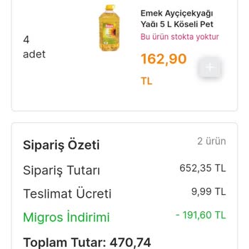 Migros Sanal Market Sipariş Gelmemesi