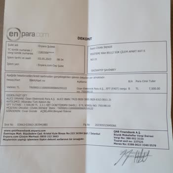 Enpara Com Ozan Elektronik Para A. S Firmasına Para Gönderilmesi