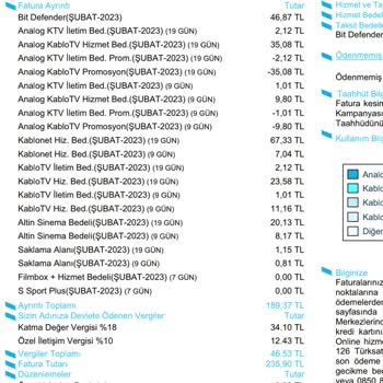 Kablo TV TÜRKSAT Almadığımız Hizmeti Faturalandırdılar