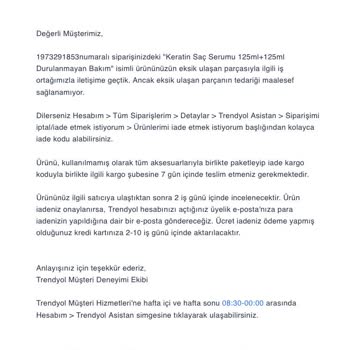Lilamor Kozmetik Trendyol Eksik Ürün Talebimi Kabul Etmiyor