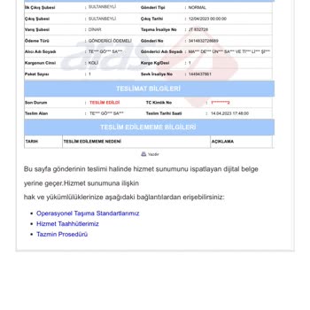 Aras Kargo İade İşlemi Yapılmaması