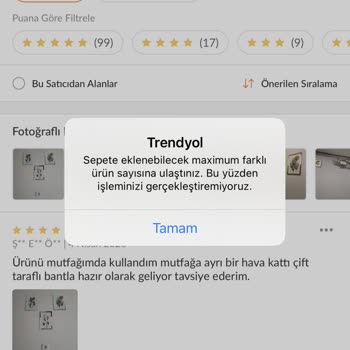 Trendyol Alışveriş Sepetimdeki Ürün Sayısı Sınırlandı