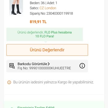 FLO Mağazacılık İade Kodu Oluşturmama Sorunu