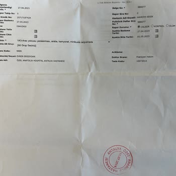 Orbit Tıp Merkezinin Gerekçe Göstermeden İş Kazası Raporumu Yazmaması