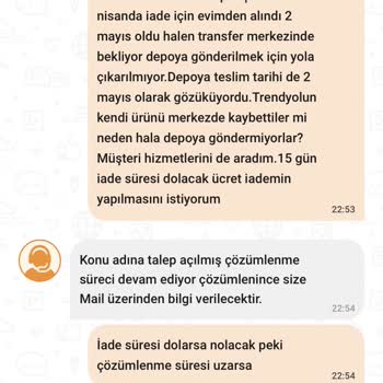 Trendyol Expres İade Ürünümü Depoya Göndermiyor