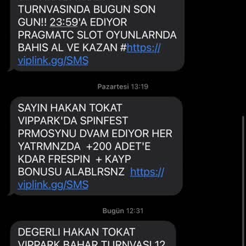 Vippark İsimli Siteden İstenmeyen SMS