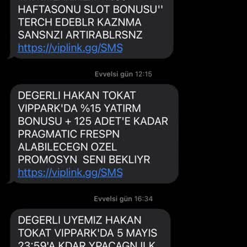 Vippark İsimli Siteden İstenmeyen SMS