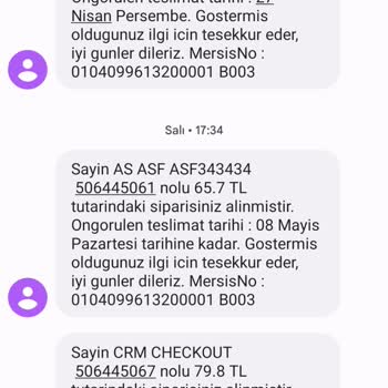 Avansas Spam SMS - Talepsiz/3. Şahıslar Adına Sipariş