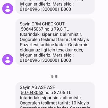 Avansas Spam SMS - Talepsiz/3. Şahıslar Adına Sipariş