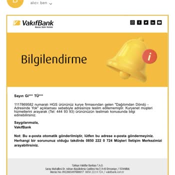 VakıfBank Kargom Teslim Edilmedi
