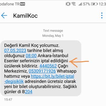 Kamil Koç Sefer İptali Ve İade Sağlamamak