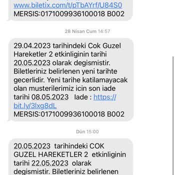 Biletix Çok Güzel Hareketler 2 Ertelenme Sorunu