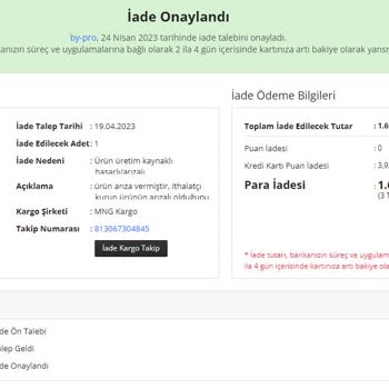 By Pro Bilişim Teknolojileri Arızalı Ürün Sonucu Ücret İadesi Yapmıyor