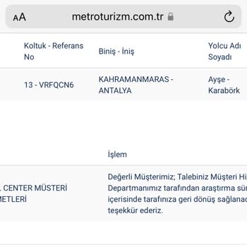 Metro Turizm Para İadesi Yapmadı!