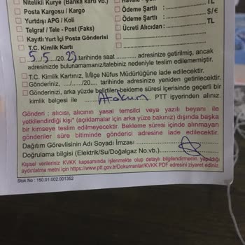 Samsun Atakum PTT Kargo Teslimat Yapmaması