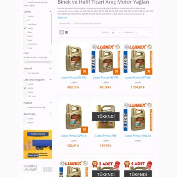 Oilmarkt Sitesindeki Filtreleme Seçeneğini Sağlık Şekilde Sunmuyor.