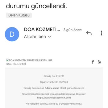 Doa Kozmetik Ürünlerim Gelmedi. Siteye Ulaşım İmkansız.