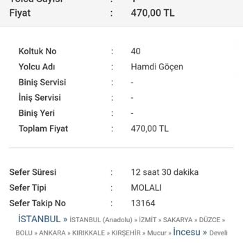 Öz Develi Seyahat Bilet Ücret İadesi