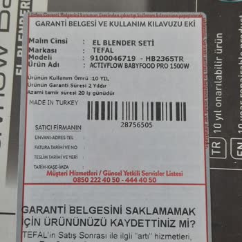 Tefal Mutfak Blender Hatası