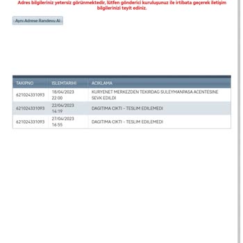Kuryenet Adrese Teslim Etmiyor