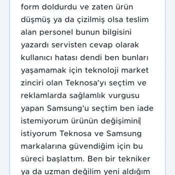 Teknosa Ayıplı Ürün Satılması