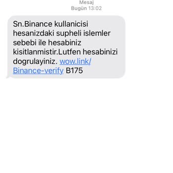 Binance 'den Hesabımla İlgili Şüpheli İşlem Mesajı Geldi