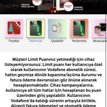 Vodafone Müşteri Limit Puanı İle Bir Şey Alınmıyor