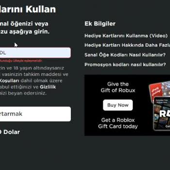 Hatalı Robux Kodu Satın Aldım
