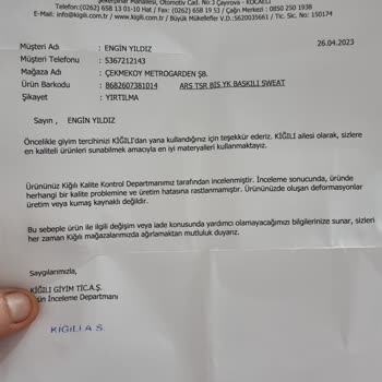 Kiğılı Giyim Almış Olduğum Ürün Kalitesiz Çıktı Ve Bunu Kabul Etmiyorlar