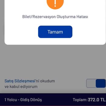 YHT (Yüksek Hızlı Tren) TCDD Online Ve Mobil Uygulamadan Bilet Alamıyorum