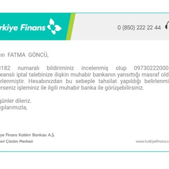 HSBC’ Nin Onayım Yokken İptale İlişkin Muhabir Banka Masrafı Talebi