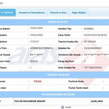 Aras Kargo Kargom Hala Elime Ulaşmadı, Teslimat Tarihi Süresi Geçti.