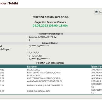 Markamama Bana Ulaşamayan UPS Kargosu