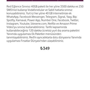 Vodafone, "Red Eğlence 40 GB Tarifesi" Nin Gereğini Yerine Getirmiyor.