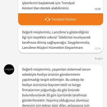 Lancome Hediye Ürünü Göndermemesi