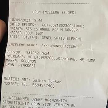 In Street (FLO) -Salomon Ayakkabı Açılma Sorunu