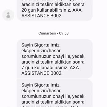 Axa Sigorta İkame Araç Fiyaskosu