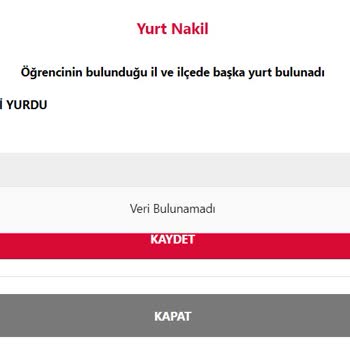 Genciz Biz Nakil Talebinde Veri Bulunamadı