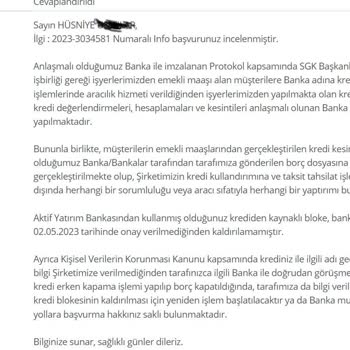 Aktif Bank Tarafından Yapılan Emekli Maaş Blokesi