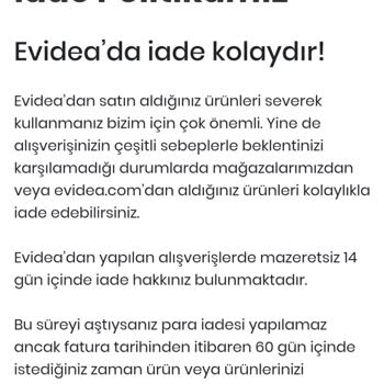 Evidea Online Satış Pişmanlıktır.
