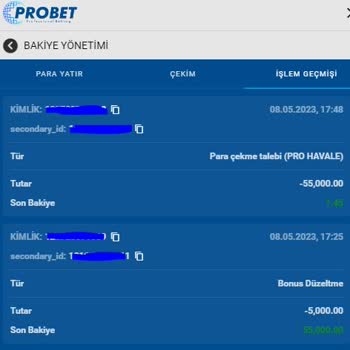 Probet 60bin Çekimim Eksik Yattı