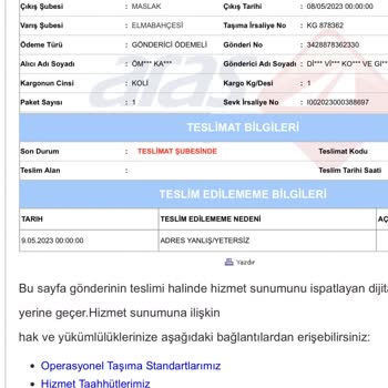 Aras Kargo Yanlış Veya Eksik Adres İşgüzarlığı