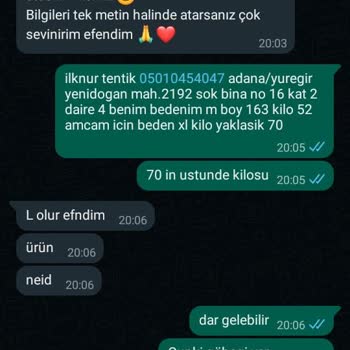 Craftekscom (Instagram) Gönderici Hatası Yanlış Beden