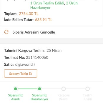 Digiaworld Sipariş Tarihi 2 Hafta Geçmesine Rağmen Hala Kargoya Verilmeyen Ürün