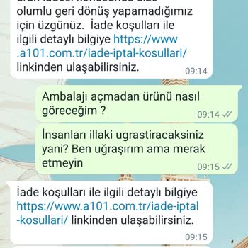 A101 İnternet Sitesinden Almış Olduğum Onvo Airfry Ürünü İade Almıyor