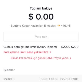 TikTok Canlı Yayın Hediyelerim Bakiyeme Yansımıyor